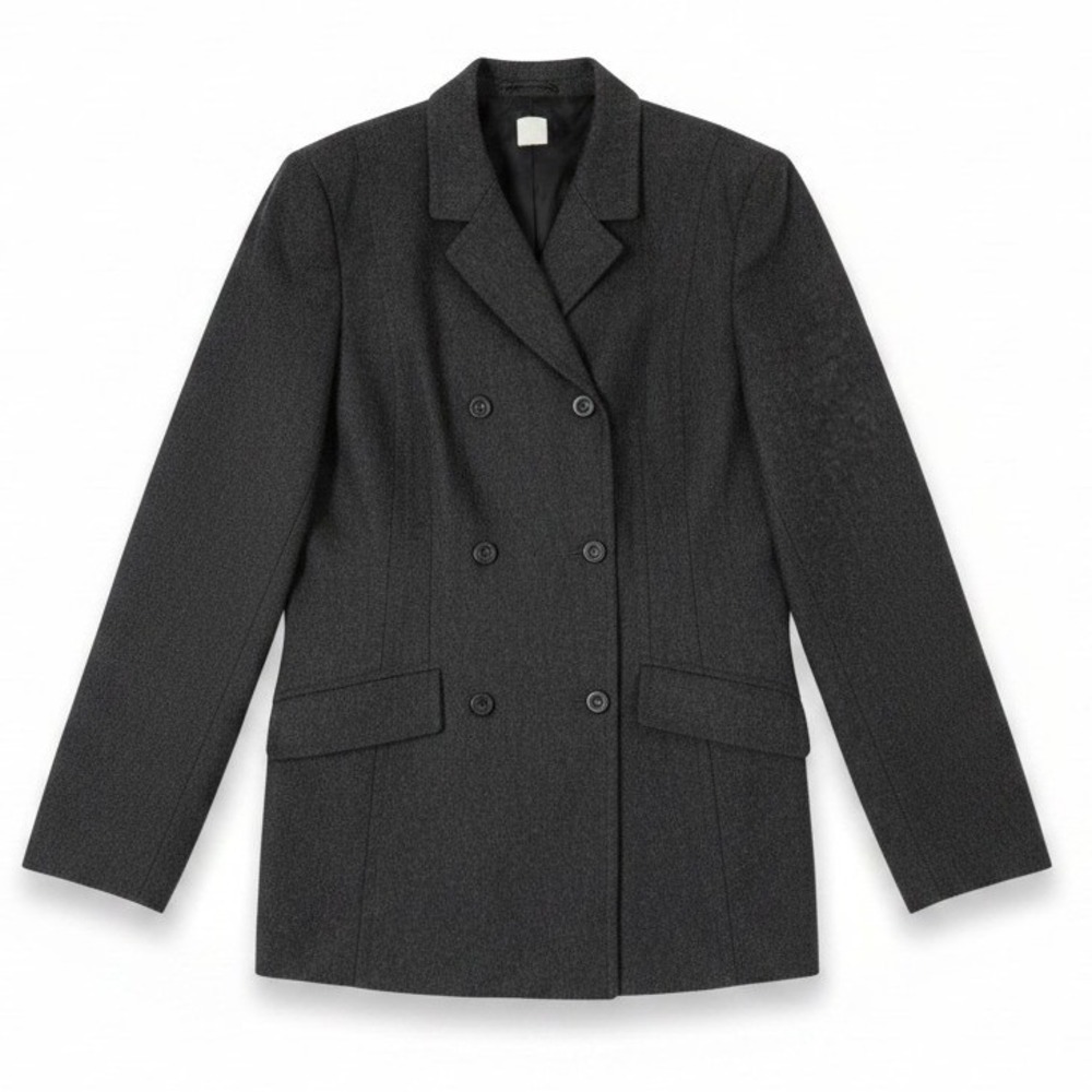 J.Crew Vintage 100% Wool Double Breasted Blazer Charcoal Gray Size 8